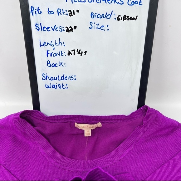 Gibson & Latimer Scoop Neck Gold Tone Back Zip Long Sleeve Lined Sweater Size M - Picture 8 of 15